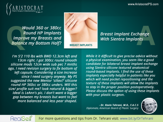Q&A: Would 360 or 380cc Round HP Implants Improve my Breasts